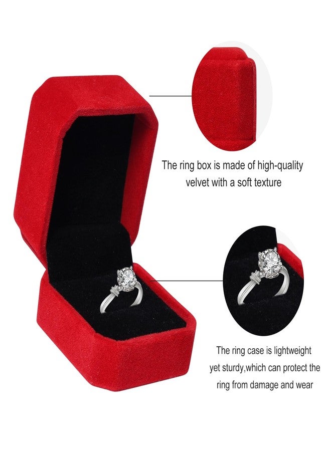 WAONIQ 4 Pack Velvet Ring Boxes for Jewelry - Elegant Earring & Pendant Display Case, Wedding Proposal Ring Gift Box with Soft Lining (Wine Red, 5.5x4.7x4cm) - Image 4