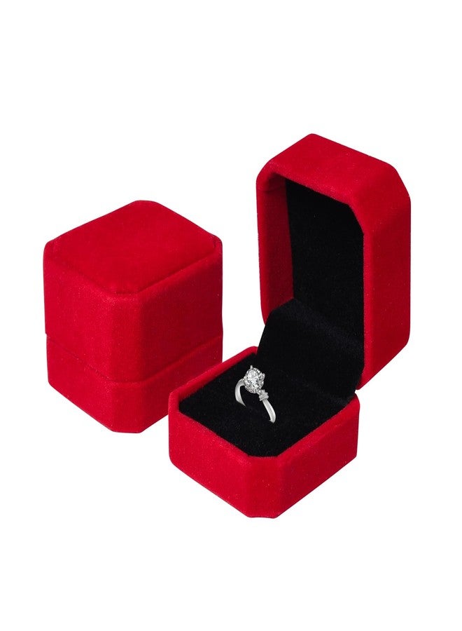 WAONIQ 4 Pack Velvet Ring Boxes for Jewelry - Elegant Earring & Pendant Display Case, Wedding Proposal Ring Gift Box with Soft Lining (Wine Red, 5.5x4.7x4cm) - Image 2