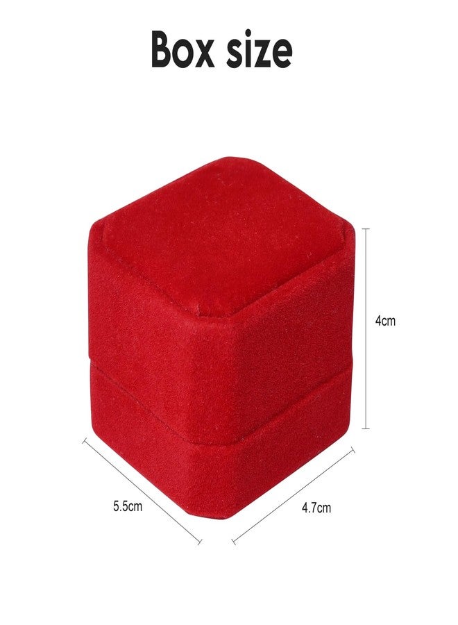 WAONIQ 4 Pack Velvet Ring Boxes for Jewelry - Elegant Earring & Pendant Display Case, Wedding Proposal Ring Gift Box with Soft Lining (Wine Red, 5.5x4.7x4cm) - Image 3