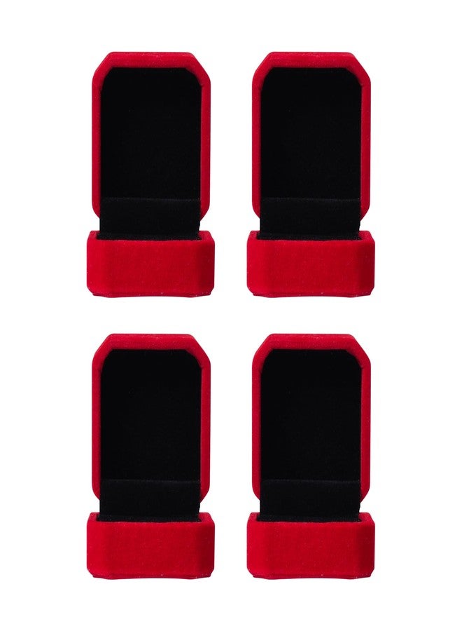 WAONIQ 4 Pack Velvet Ring Boxes for Jewelry - Elegant Earring & Pendant Display Case, Wedding Proposal Ring Gift Box with Soft Lining (Wine Red, 5.5x4.7x4cm) - Image 1