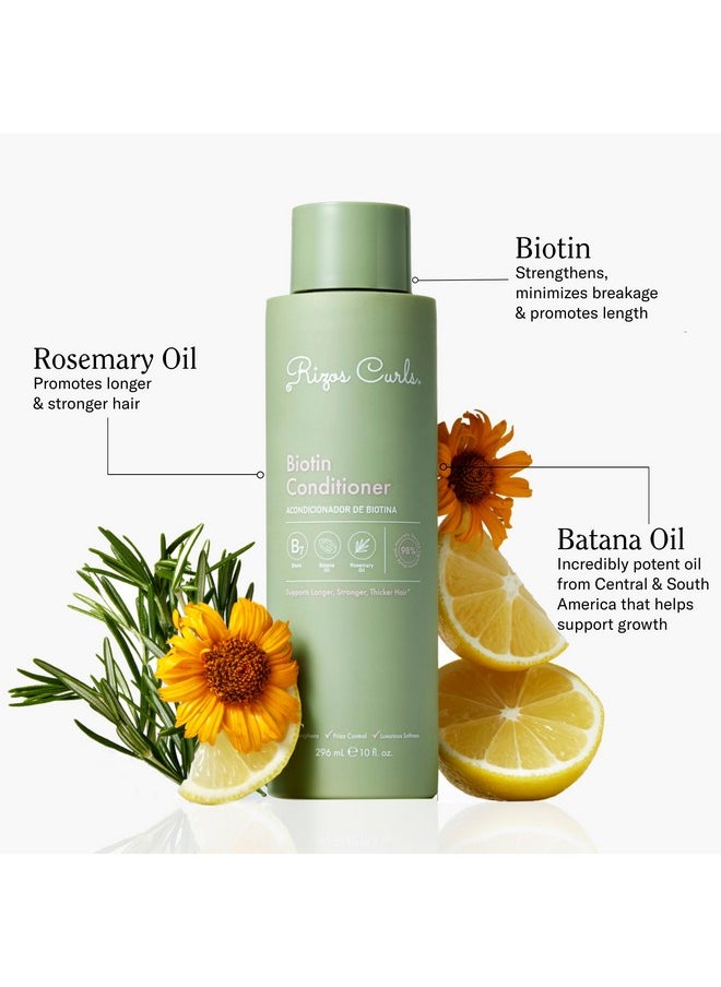 Rizos Curls - Rizos Curls Biotin Conditioner, Strengthen & Nourish, Rosemary Oil & Oat Protein for Longer and Stronger Hair, Hair is Fuller, Softer & Shinier, 10 oz - Image 1