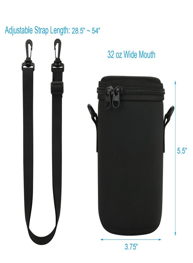 Cosmos Mason Jar Portable Neoprene Insulated Bag Mason Jar Insulated Holder Pouch, Glass Bottle Sleeve Cover with Adjustable Strap and Double Zippers, Fits 32 Oz Regular & Wide Mouth Jar (Black) - Image 2