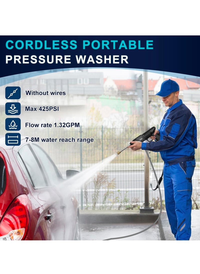 Sharpdo - Cordless Electric High Pressure Car Washer Water Gun 452PSI 1000mAh Power Car Washer Pressure Pump for Car Washing/Home/Floor - Image 1