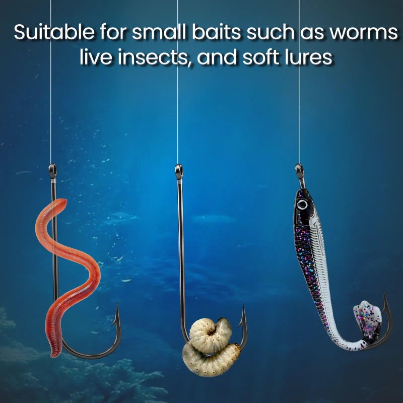 FishTrip 100 Pack Aberdeen Fishing Hooks Freshwater, Long Shank Light Wire Worm Hooks - Live Bait Hooks for Sunfish Bass Trout Crappie Bream Panfish Bluegill Size 10 - Image 5