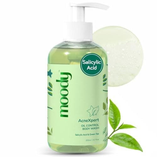Moody AcneXpert 2 Salicylic Acid 5 Niacinamide Green Tea Body Wash Prevents Body Acne Deeply Cleanses skin Paraben Sulphate free Suitable for all skin types Body Shower Gel 200ml - Image 1