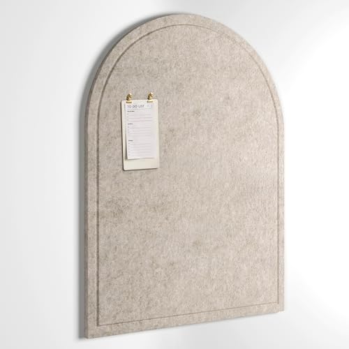 Orelle Arch Felt Bulletin Board | Peel and Stick Felt Board for Wall | Alternative Cork Board for Office, Vision Board, Kids Art Display | Arched Wall Decor | 23 x 31”| Beige - Image 1
