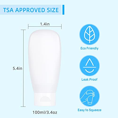 CRAFTISAN TSA Approved Travel Bottles Set for Toiletries Travel Size Containers Kit 4 Pack Portable Leak Proof Refillable Squeeze Cosmetic Airplane Essential Shampoo Hair Conditioner Body Lotion Bath Shower Gel - Image 3