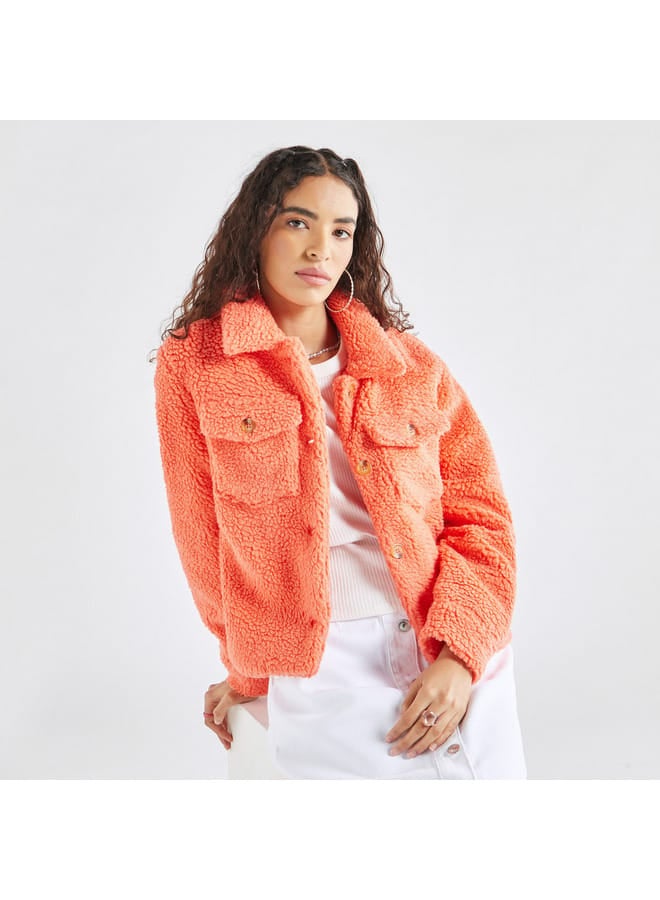 Splash FAV Textured Jacket with Long Sleeves and Pockets  - Image 1