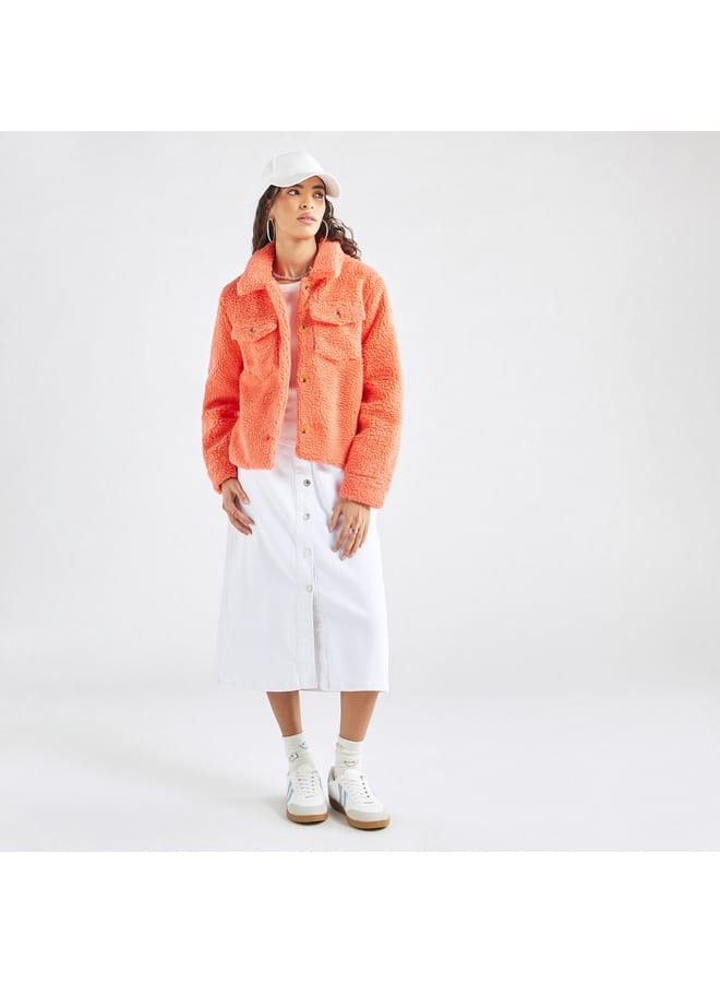 Splash FAV Textured Jacket with Long Sleeves and Pockets  - Image 2