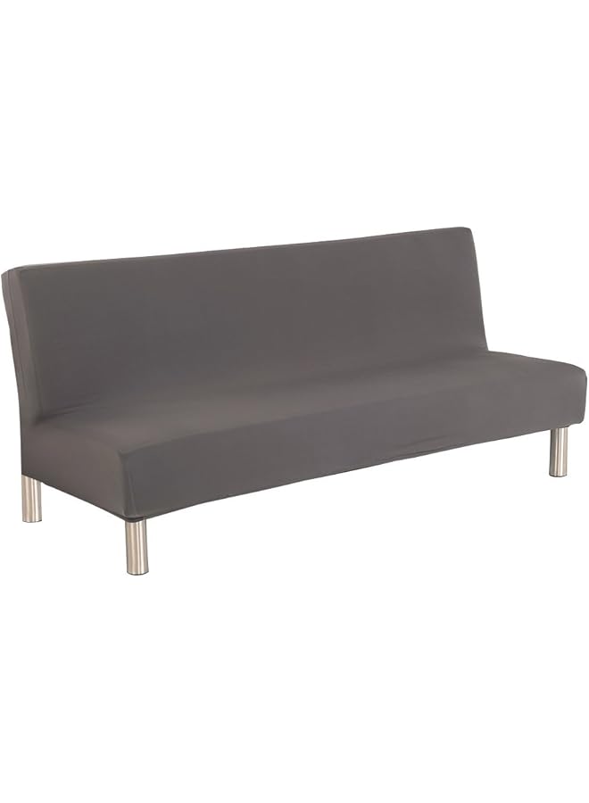erorex Solid Colour Armless Sofa Bed Cover Polyester Spandex Stretch Futon Slipcover Protector 3 Seater Elastic Full Folding Couch Sofa Shield fits Folding Sofa Bed Without Armrests 80" x 50" in (Gray) - Image 1