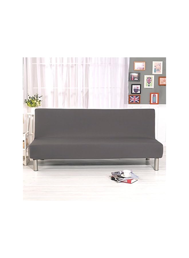 erorex Solid Colour Armless Sofa Bed Cover Polyester Spandex Stretch Futon Slipcover Protector 3 Seater Elastic Full Folding Couch Sofa Shield fits Folding Sofa Bed Without Armrests 80" x 50" in (Gray) - Image 2