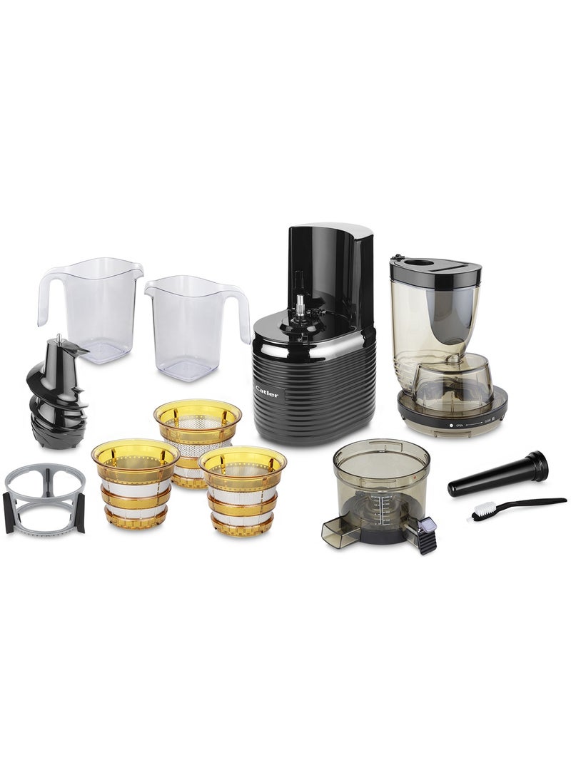 كاتلر عصارة كاتلر JS 8012 البطيئة - صانعة عصائر الضغط البارد للفواكه والخضروات والحليب النباتي والشراب المثلج والعصائر مع فلاتر قابلة للتبديل. - Image 4