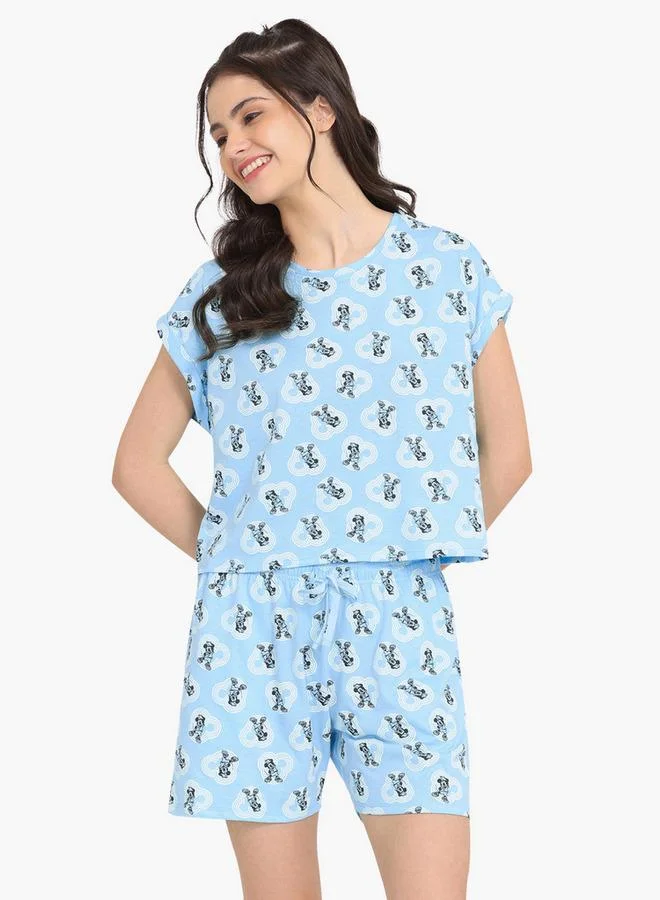 zivame Zivame All-Over Mickey Mouse Print T-shirt and Shorts Set