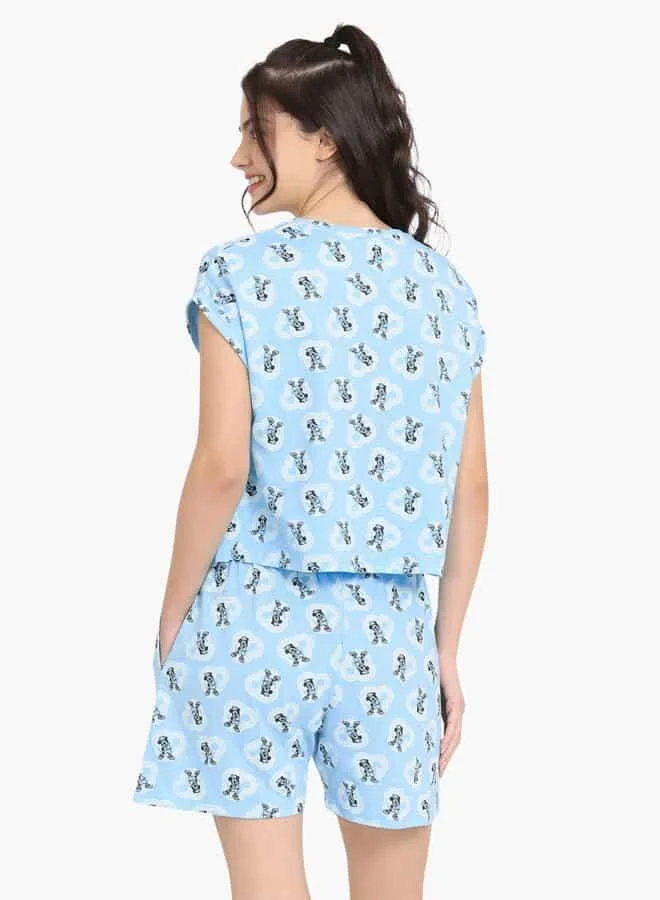 zivame Zivame All-Over Mickey Mouse Print T-shirt and Shorts Set