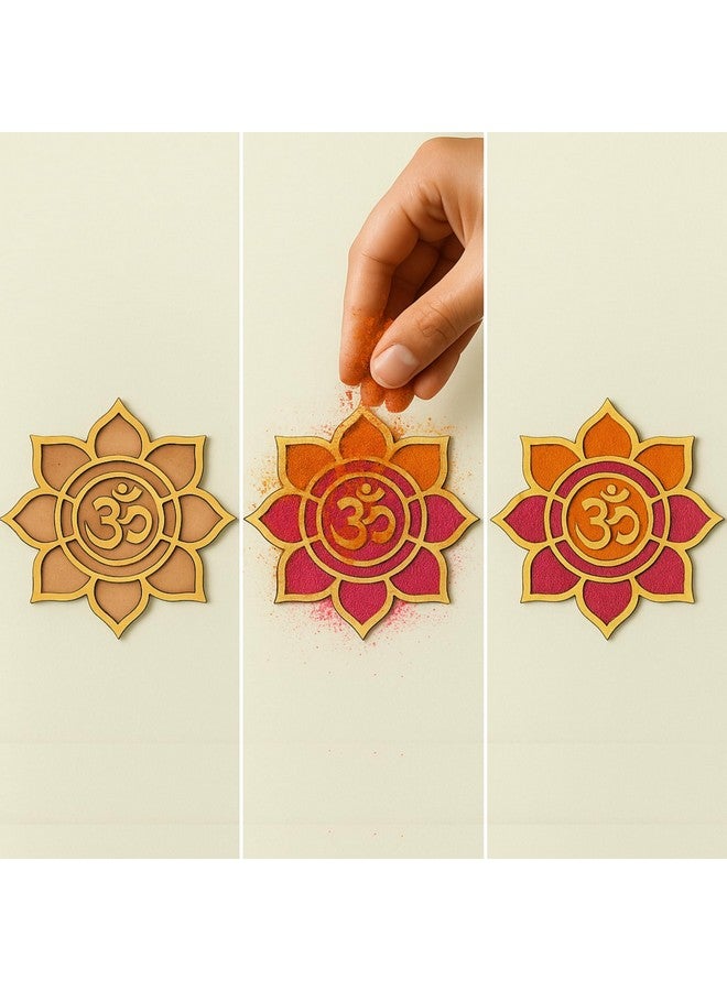 TOTA قوالب رانغولي TOTA - مجموعة 6 قوالب رانغولي ملونة من MDF بحجم 4X4 بوصة | حصائر رانغولي ثلاثية الأبعاد قابلة لإعادة الاستخدام لتزيين المنزل في ديوالي نافراتري بونغال أونام بوجا | فريدة من نوعها - Image 2