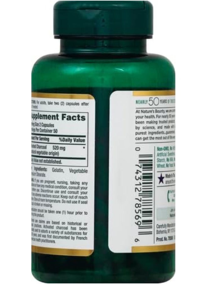 Nature's Bounty Activated Charcoal, 260 mg, 100 Capsules