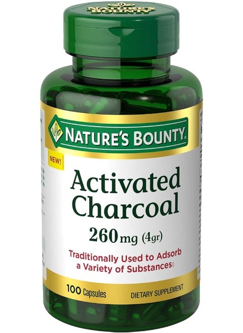 Nature's Bounty Activated Charcoal, 260 mg, 100 Capsules