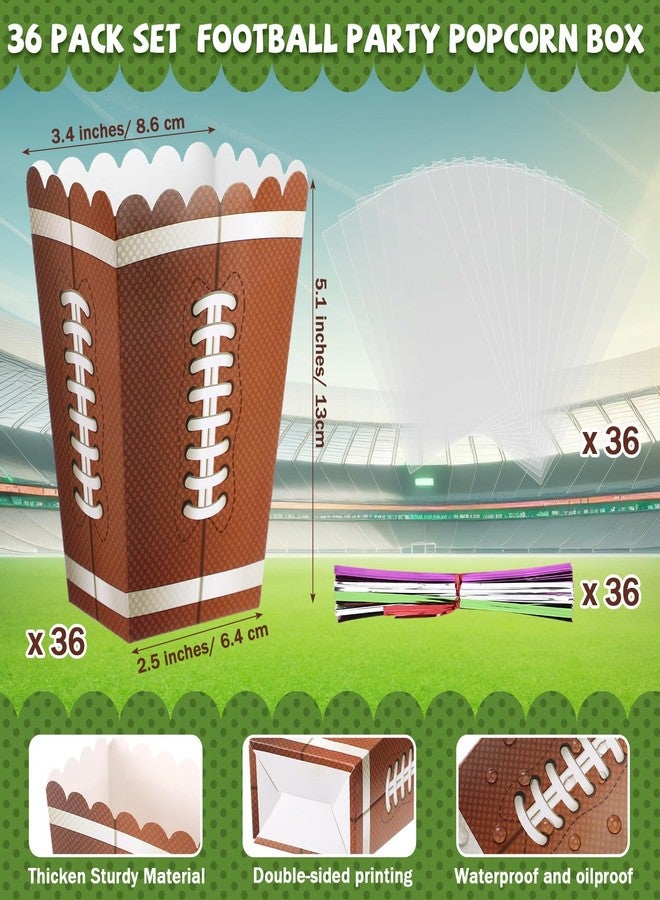 Sinload 36 Set Football Party Supplies Kit Football Popcorn Paper Snack Boxes Plastic Treat Goodie Bags Popcorn Bucket with Twist Ties for Sport Tailgate Birthday Party Supplies - Image 2