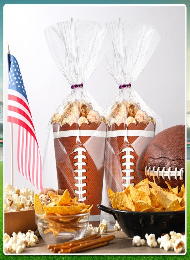 Sinload 36 Set Football Party Supplies Kit Football Popcorn Paper Snack Boxes Plastic Treat Goodie Bags Popcorn Bucket with Twist Ties for Sport Tailgate Birthday Party Supplies - Image 5