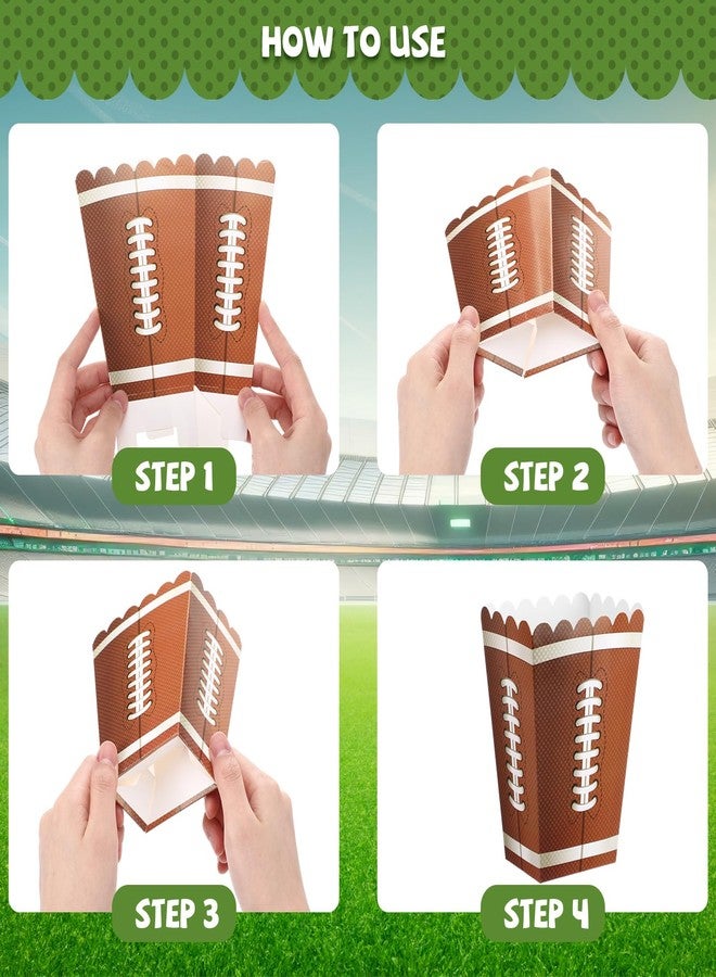 Sinload 36 Set Football Party Supplies Kit Football Popcorn Paper Snack Boxes Plastic Treat Goodie Bags Popcorn Bucket with Twist Ties for Sport Tailgate Birthday Party Supplies - Image 3