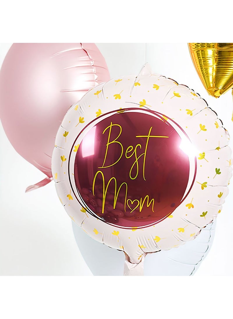 فولات بالون دائري من رقائق الألومنيوم باللون الوردي والذهبي من Best Mom، مقاس 45 سم - Image 2