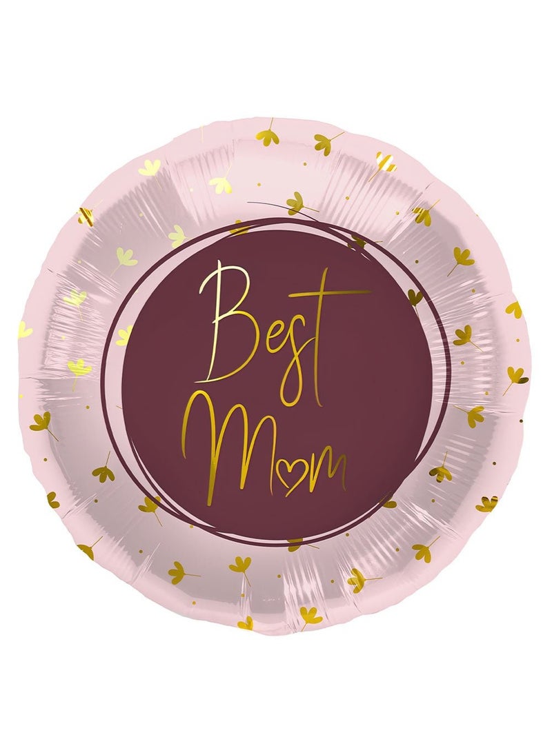 فولات بالون دائري من رقائق الألومنيوم باللون الوردي والذهبي من Best Mom، مقاس 45 سم - Image 1