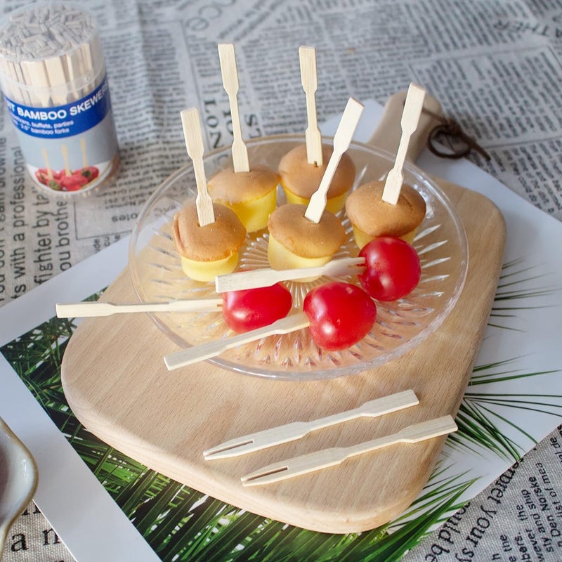 BLUETOP [2 Packs of 110 PCS] 3.5 inch Appetizer Picks, Prong Mini Fork for Appetizers, Cocktail Forks Appetizer Forks, Bamboo toothpicks for Appetizer, Wooden Food Picks for Fruit, Charcuterie Accessories. - Image 4