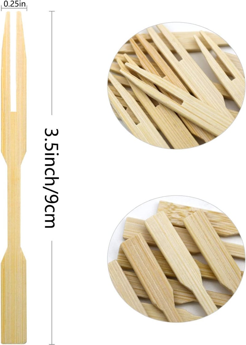 BLUETOP [2 Packs of 110 PCS] 3.5 inch Appetizer Picks, Prong Mini Fork for Appetizers, Cocktail Forks Appetizer Forks, Bamboo toothpicks for Appetizer, Wooden Food Picks for Fruit, Charcuterie Accessories. - Image 2
