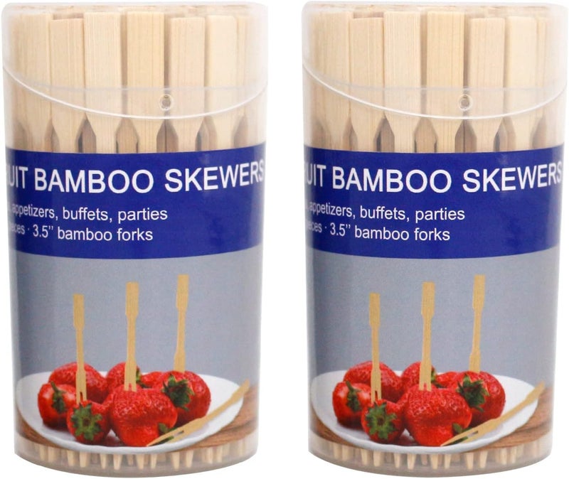 BLUETOP [2 Packs of 110 PCS] 3.5 inch Appetizer Picks, Prong Mini Fork for Appetizers, Cocktail Forks Appetizer Forks, Bamboo toothpicks for Appetizer, Wooden Food Picks for Fruit, Charcuterie Accessories. - Image 3
