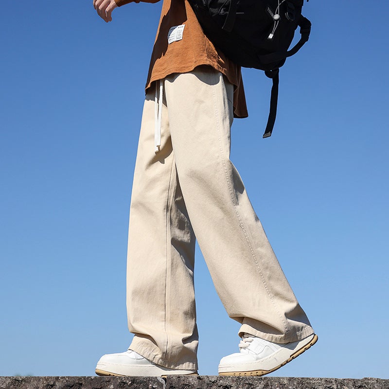 Autumn New Boys Sports Casual Trousers Elastic Waist Rubber Pants Trousers Men'S Loose Straight Wide Leg Pants For Men - Image 3