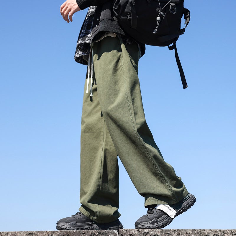 Autumn New Boys Sports Casual Trousers Elastic Waist Rubber Pants Trousers Men'S Loose Straight Wide Leg Pants For Men - Image 4
