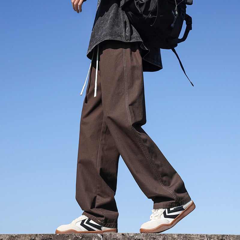Autumn New Boys Sports Casual Trousers Elastic Waist Rubber Pants Trousers Men'S Loose Straight Wide Leg Pants For Men - Image 5