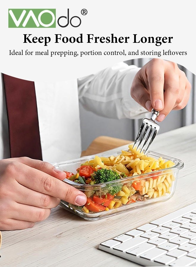 فاو دو 30 قطعة من حاويات تخزين الطعام الزجاجية مع أغطية، حاويات زجاجية لتحضير الوجبات، صناديق غداء زجاجية محكمة الإغلاق، آمنة للاستخدام في الميكروويف والفريزر وغسالة الأطباق والفرن، مانعة للتسرب وخالية من مادة BPA، لون أسود - Image 4