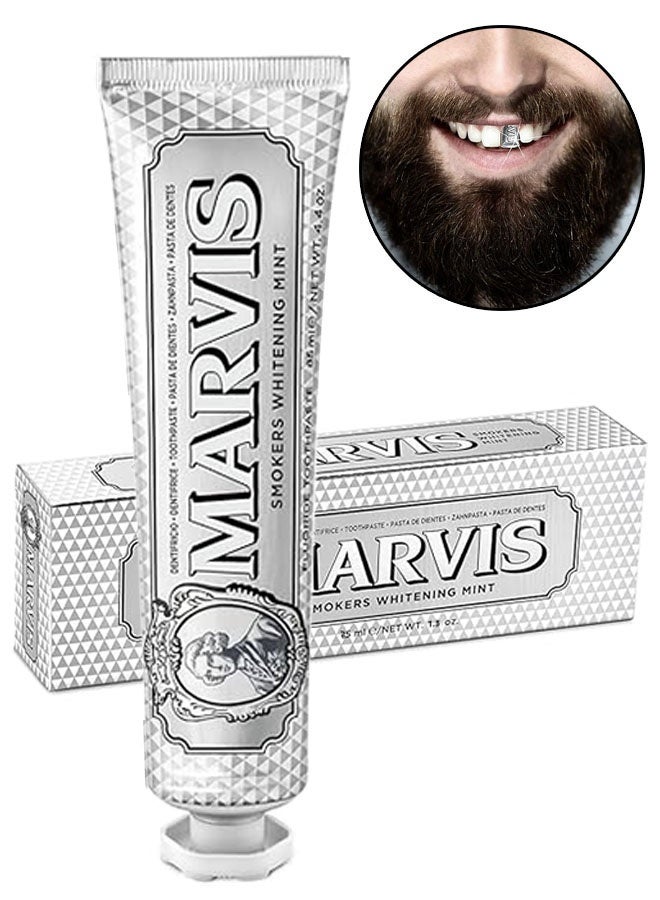 مارفيس تبييض معجون الأسنان النعناع 25 مل, يعزز تبييض الأسنان الطبيعي, معجون الأسنان إزالة اللوحة, طازجة طويلة الأمد - Image 1