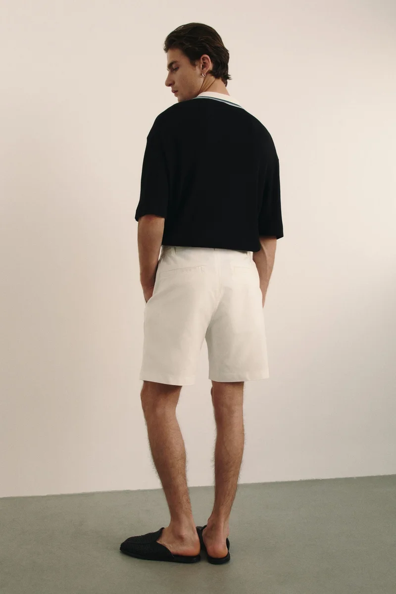 اتش اند ام شورتات كتان بقصة مريحة