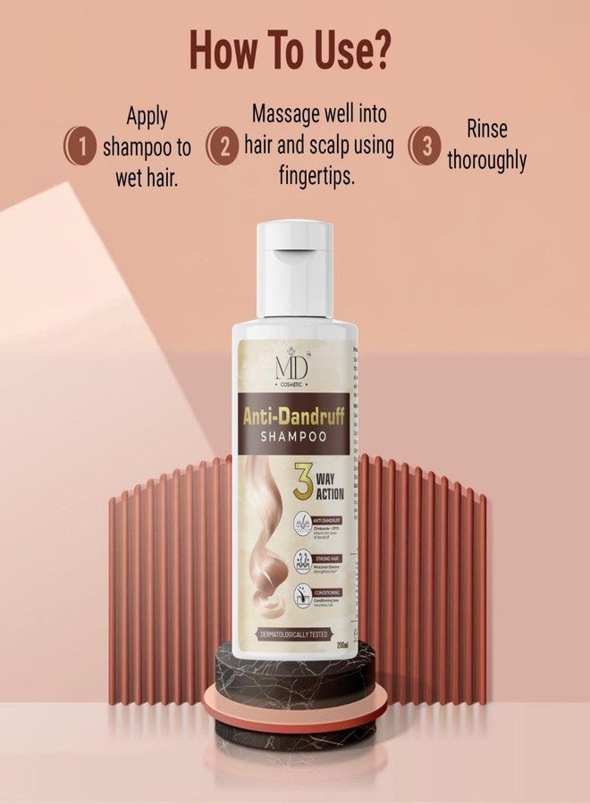 MD Cosmetic Anti-Dandruff Shampoo - Advanced 3-Way Action Formula for Dandruff Removal, Scalp Nourishment, and Hair Strengthening - Image 2