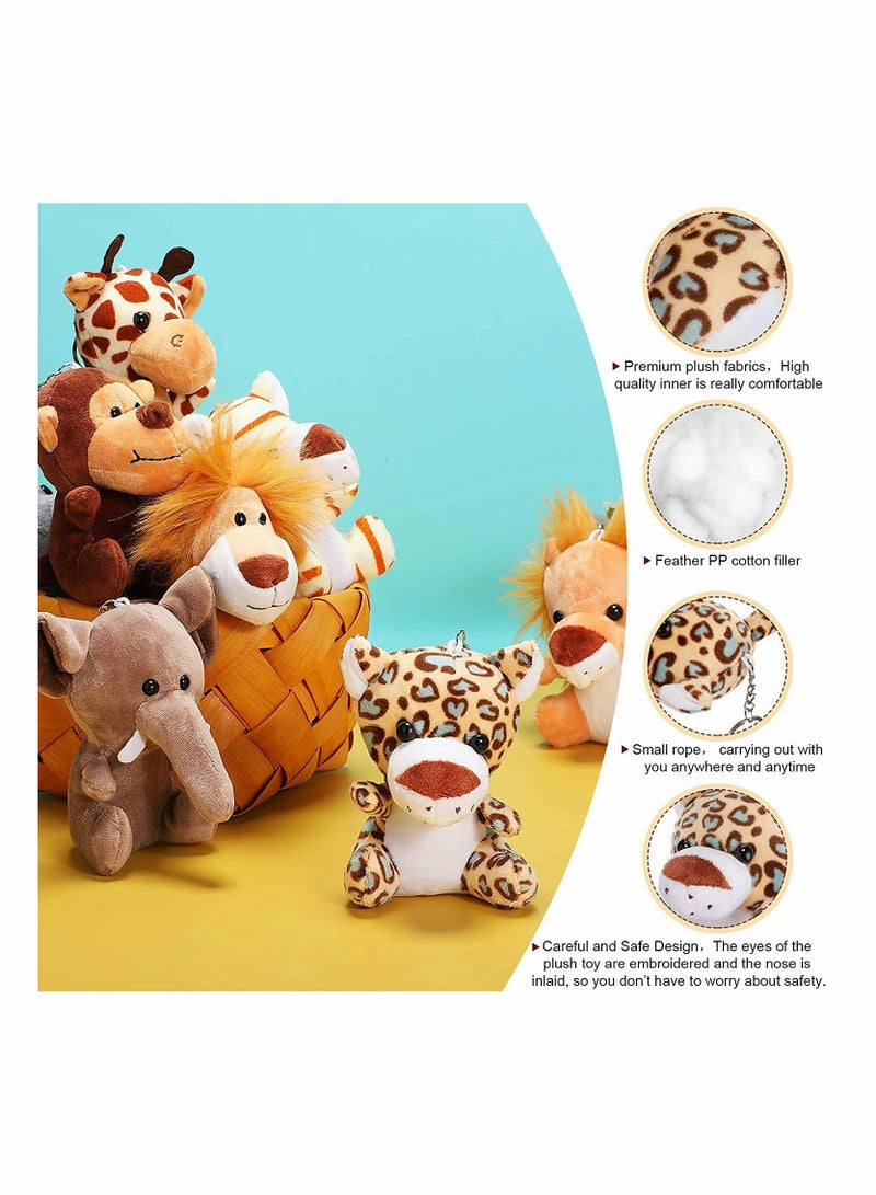 Adorable 6 Pieces Mini Stuffed Jungle Animal Plush Toys, 4.8 Inch Elephant, Lion, Giraffe & Tiger for Kids' Animal Themed Parties & Decorations  - Image 2
