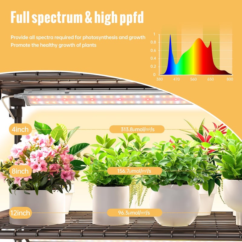 SpeePlant Indoor Greenhouse with Grow Light, 4 Tier, 1.6FT 80W Full Spectrum Grow Light with Timer, Portable Plant Shelves with Waterproof PVC Cover for Seed Starting, 26.4L X 19W X 61H - Image 5