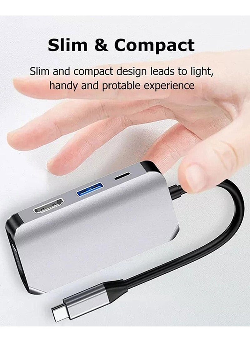 Digipace USB C Aadapter Hub, 4 in 1 USB Type C to 4K HDMI,VGA,USB3.0 & USB-C PD Multiport Dock Station Compatible with MacBook Series, Chromebook, Zenbook etc Type C Devices - Image 4