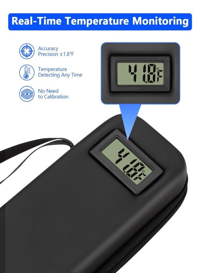 Mviioe Insulin Cooler Travel Case TSA Approved Medication Cooler for Travel with ℉Thermometer Temperature Display, Diabetic Travel Case with 2 Reusable Ice Packs for Daily & Trip(Black) - Image 2