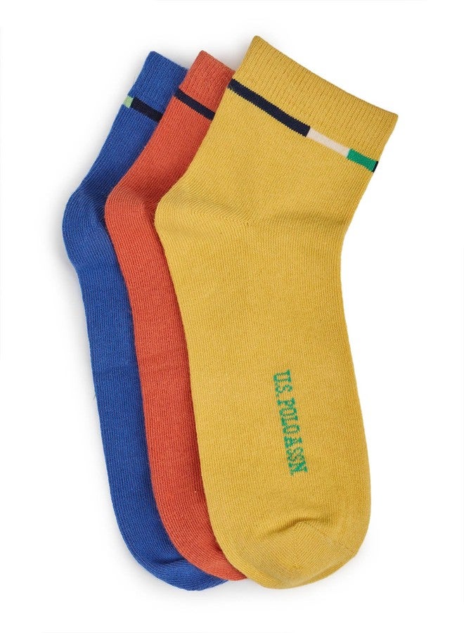 U.S. POLO ASSN. Kids High-Ankle Length KS004 Cotton Stretch Socks - Pack Of 3 - Image 1