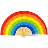 Amajiji Amajiji Large Folding Fan, Chinease/Japanese Bamboo and Nylon-Cloth Folding Hand Fan, Hand Folding Fans for Women/Men,  - Image 1