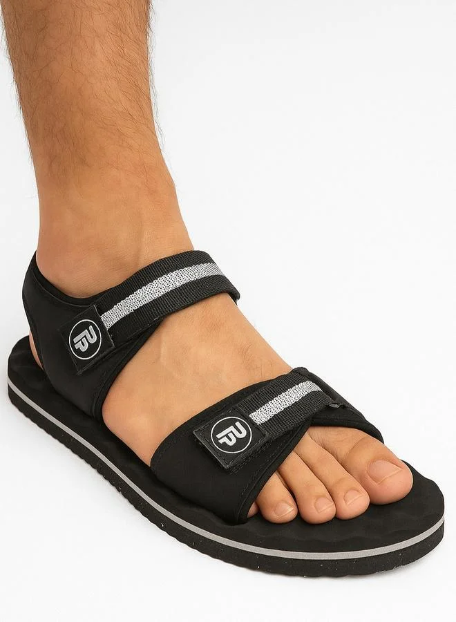 Take Two Men Black Velcro Strap Sandals By Peterpapa