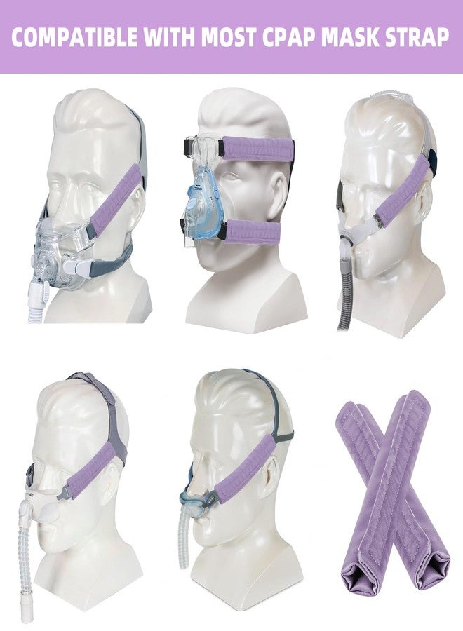 JDVBDNK ٦ عبوات من أغطية حزام جهاز التنفس CPAP المصنوعة من الساتان الناعم، وسائد قناع جهاز التنفس CPAP، وسائد حزام جهاز التنفس CPAP قابلة للتهوية، واقي شعر جهاز التنفس CPAP للنساء، أغطية حزام جهاز التنفس CPAP حريرية عالمية لتقليل العلامات الحمراء (بنفسجي فاتح) - Image 5