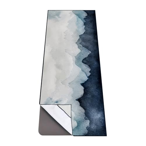 QiYi QiyI Yoga Mat Towel with Corner Pockets Non Slip Sweat Absorbent Hot Yoga Towels Soft Yoga Blankets with Travel Bag Skidless Mat Cover for Workout Gym Fitness  70x26 Watercolor Mountain