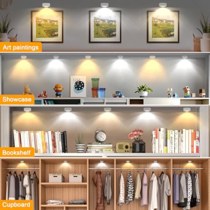 Picture Light with Remote Control, Battery Powered Painting Lamp, Wireless Art Light with 3 Colors, Portrait Lamp for Art Frames, Decorative Wall Lights White - Image 5
