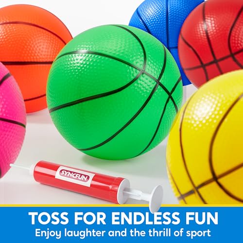 SYNCFUN 6 PCS Mini Basketballs, 5 inches Colorful Small Ball for Basketball Hoop, Inflatable Rubber Ball, Sports Toys Gift for Toddlers and Teenagers (6 Colors) - Image 2