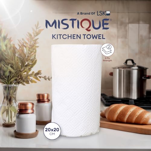 MISTIQUE 2 Ply 102 Pulls Kitchen Towel/Tissue Paper Roll | Soft and Highly Absorbent | 100% Natural Virgin Pulp | Dispenser Friendly - Image 2