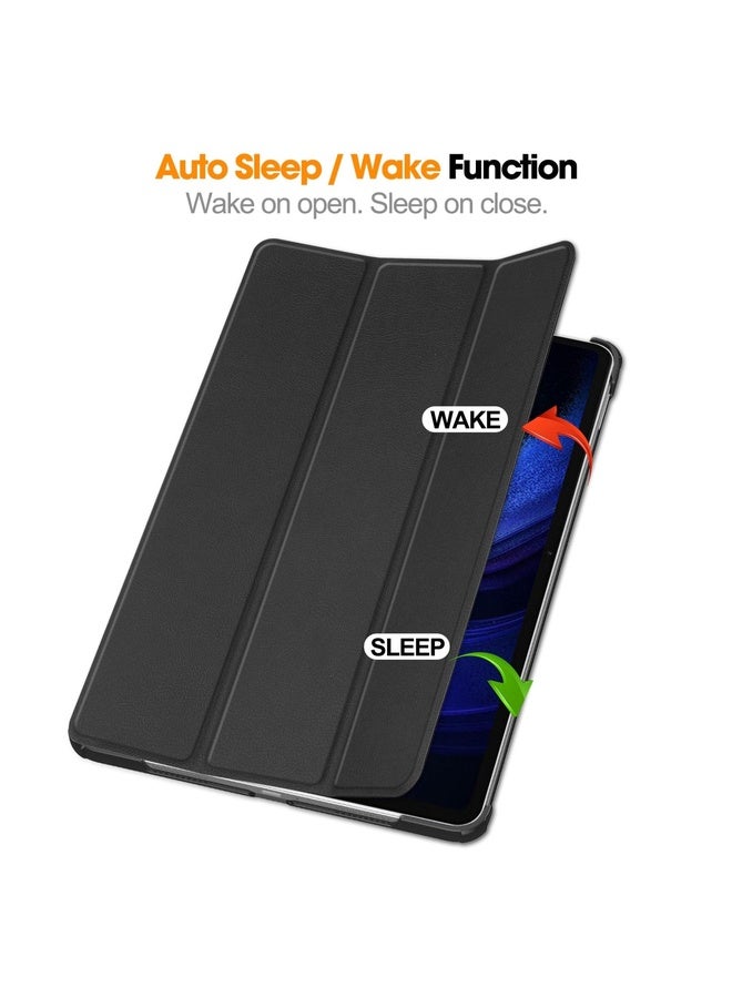 HuHa Case Cover For Xiaomi Pad 6 / 6 Pro Custer Texture 3-Fold Holder Leather Smart Tablet Case(Black) - Image 2