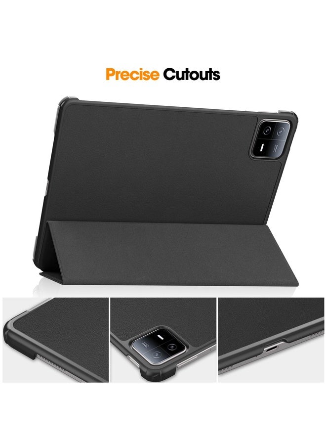 HuHa Case Cover For Xiaomi Pad 6 / 6 Pro Custer Texture 3-Fold Holder Leather Smart Tablet Case(Black) - Image 5